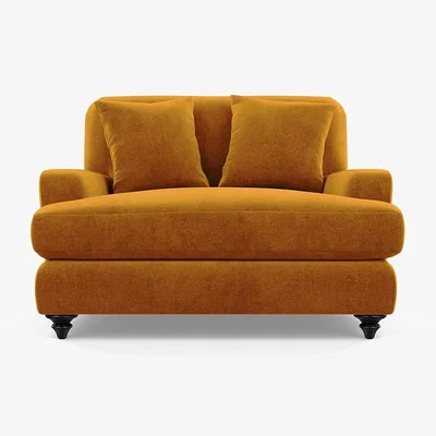 Heal's Heal's Hampstead Loveseat Smart Luxe Velvet Cognac Black Feet - Heal's UK Furniture