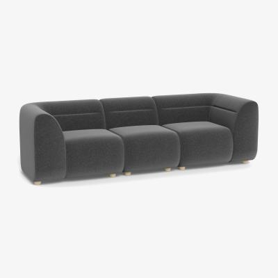 Heal's Heal's Lilli 3 Seater Sofa Melton Wool Granite Natural Ash Feet - Heal's UK Furniture