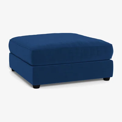 Heal's Heal's Tailor Footstool Velvet Petrol Natural Beech Feet - Heal's UK Furniture
