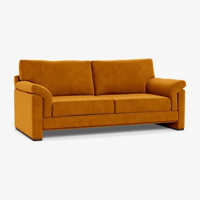 Heal's Heal's Paris II 3 Seater Sofa Smart Luxe Velvet Cognac Walnut Feet - Heal's UK Furniture