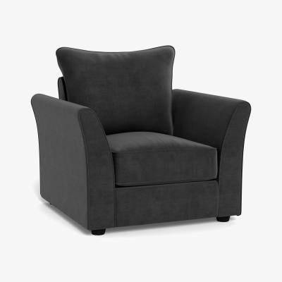 Heal's Heal's Tailor Armchair Smart Luxe Velvet Nickel Natural Beech Feet - Heal's UK Furniture