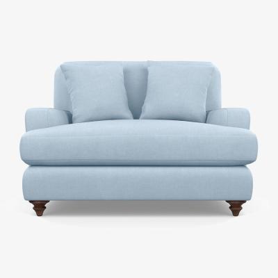 Heal's Heal's Hampstead Loveseat Capelo LinenCotton Sea Shanty Chestnut Stain Feet - Heal's UK Bedroom Furniture