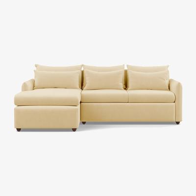 Heal's Heal's Pillow Medium LHF Corner Chaise Sofa Bed Smart Luxe Velvet Biscuit Stained Oak Feet