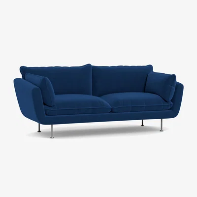 Heal's Heal's Allora 3 Seater Sofa Smart Velvet Petrol Stainless Steel Feet - Heal's UK Furniture