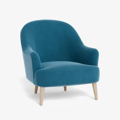 Heal's Heal's Elgin Chair Smart Velvet Ocean Stained Feet - Heal's UK Furniture