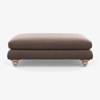 Heal's Heal's Hampstead Large Footstool Smart Velvet Mouse Natural Feet - Heal's UK Furniture