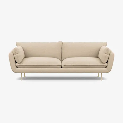 Heal's Heal's Allora 4 Seater Sofa Brushed Cotton Oat Brass Feet - Heal's UK Furniture