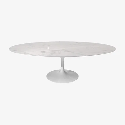 Heal's Knoll Saarinen Tulip Oval Table Diam 137cm Statuarietto Coated Top White Base - Heal's UK Furniture