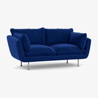 Heal's Heal's Allora 2 Seater Sofa Smart Luxe Velvet Azure Stainless Steel Feet - Heal's UK Furniture