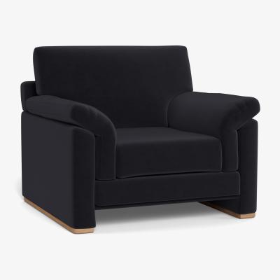 Heal's Heal's Paris II Armchair Velvet Black Natural Feet - Heal's UK Furniture