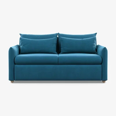 Heal's Heal's Pillow 3 Seater Sofa Bed Smart Velvet Ocean Natural Feet - Heal's UK Furniture