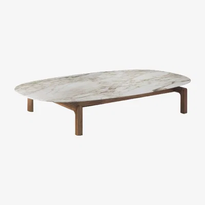 Heal's Porada Quay Ovale Coffee Table Canaletta Walnut Calacatta - Heal's UK Furniture