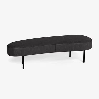 Heal's Heal's Isola Large Ottoman Leather Grain Graphite 063 Bronze Feet - Heal's UK Furniture