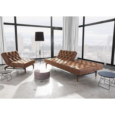 Heal's Heal's 40 Winks Sofa Bed In Antique Faux Leather Brown Dark Turned Feet - Heal's UK Bedroom Furniture