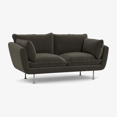 Heal's Heal's Allora 2 Seater Sofa Velvet Charcoal Brass Feet - Heal's UK Furniture