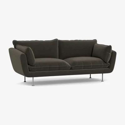 Heal's Heal's Allora 3 Seater Sofa Velvet Charcoal Stainless Steel Feet - Heal's UK Furniture