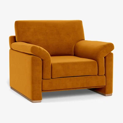 Heal's Heal's Paris II Armchair Smart Luxe Velvet Cognac Walnut Feet - Heal's UK Furniture