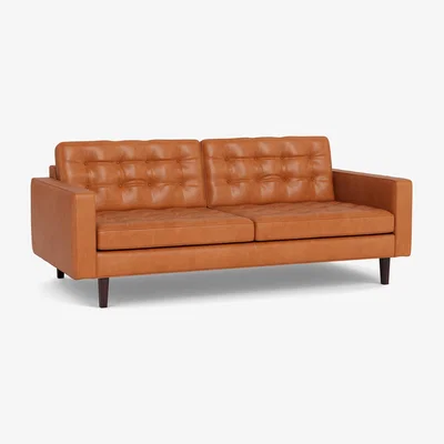 Heal's Heal's Hepburn 3 Seater Daino Leather Treacle Walnut Feet - Heal's UK Furniture