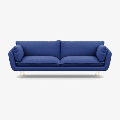 Heal's Heal's Allora 4 Seater Sofa Brushed Cotton Cobalt Brass Feet - Heal's UK Furniture