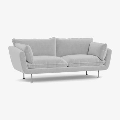 Heal's Heal's Allora 3 Seater Sofa Velvet Platinum Brass Feet - Heal's UK Furniture