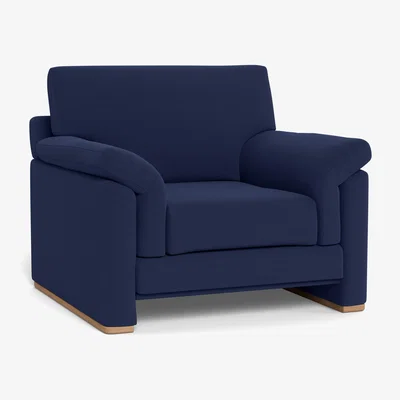 Heal's Heal's Paris II Armchair Melton Wool New Navy Natural Feet - Heal's UK Furniture