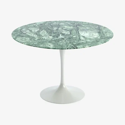 Heal's Knoll Saarinen Tulip Round Dining Table Diam 107cm Verde Alpi Coated Top White Base - Heal's UK Furniture