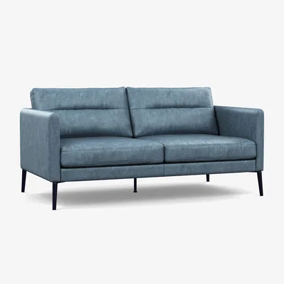 Heal's Heal's Altamura 2 Seater Sofa Old England Leather Blue Black Feet - Heal's UK Furniture