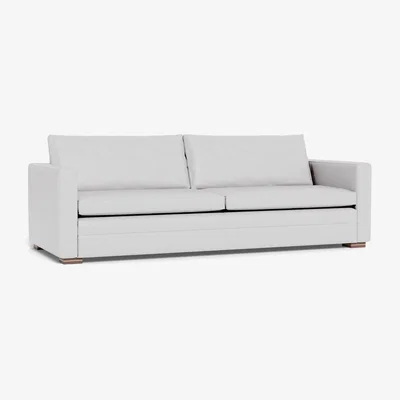 Heal's Heal's Palermo 5 Seater Sofa Leather Grain White 000 Brass and Walnut Feet - Heal's UK Furniture