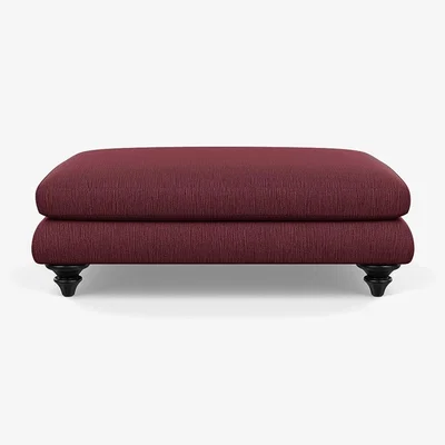 Heal's Heal's Hampstead Large Footstool Smart Linen Mix Maroon Black Painted Feet - Heal's UK Furniture
