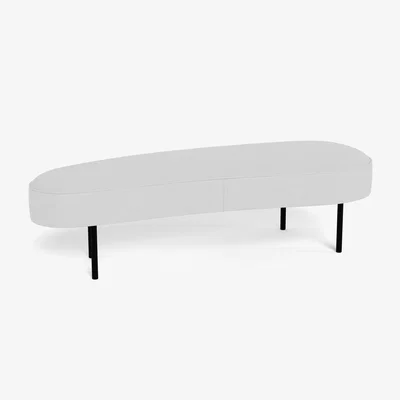 Heal's Heal's Isola Large Ottoman Leather Grain White 000 Black Feet - Heal's UK Furniture
