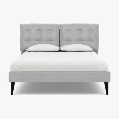 Heal's Heal's Mistral King Bed Velvet Platinum Black Feet - Heal's UK Bedroom Furniture