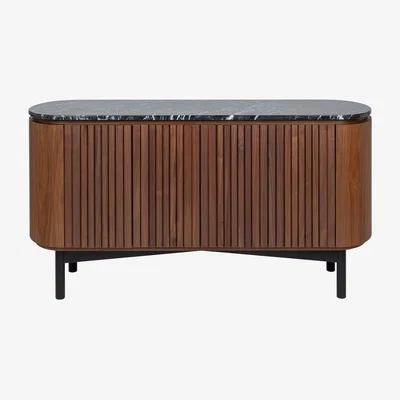 Heal's Heal's Remi Large Sideboard Walnut and Black Marble - Heal's UK Furniture