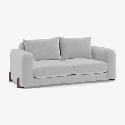 Heal's Heal's Nuvola 3 Seater Sofa Velvet Platinum Walnut Stained Oak Feet - Heal's UK Furniture