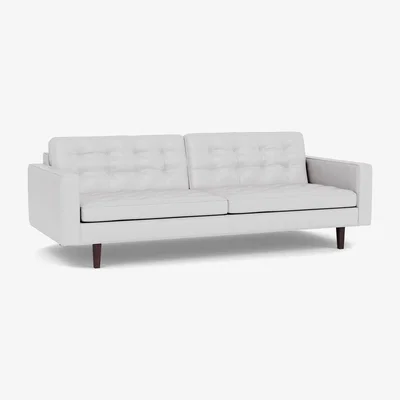Heal's Heal's Hepburn 4 Seater Sofa Leather Grain White 000 Walnut Feet - Heal's UK Furniture