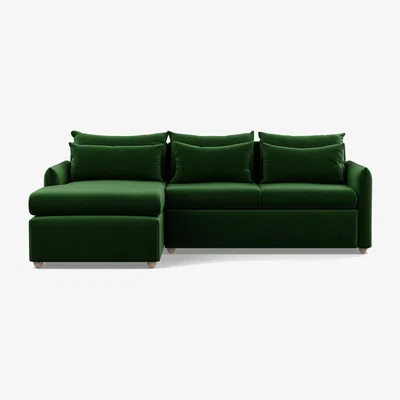 Heal's Heal's Pillow Medium LHF Corner Chaise Sofa Bed Smart Velvet Forest Natural Feet - Heal's UK Bedroom Furniture