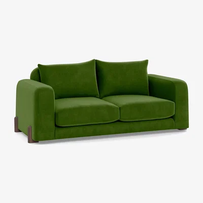 Heal's Heal's Nuvola 3 Seater Sofa Smart Luxe Velvet Grass Walnut Stained Oak Feet - Heal's UK Furniture