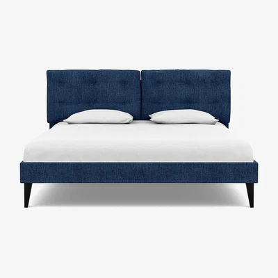 Heal's Heal's Mistral Super King Bed Broad Weave Lagoon Black Feet - Heal's UK Bedroom Furniture