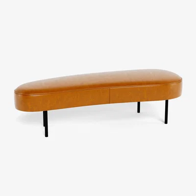 Heal's Heal's Isola Large Ottoman Leather Stonewash Toffee 277 Bronze Feet - Heal's UK Furniture