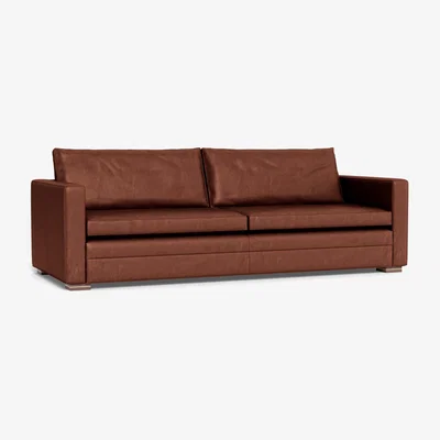 Heal's Heal's Palermo 5 Seater Sofa Leather Grain Dark Brown 068 Walnut Feet - Heal's UK Furniture