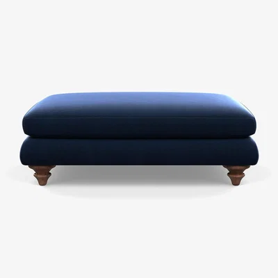 Heal's Heal's Hampstead Large Footstool Smart Velvet Dusk Chestnut Stain Feet - Heal's UK Bedroom Furniture