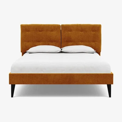 Heal's Heal's Mistral King Bed Smart Luxe Velvet Cognac Black Feet - Heal's UK Bedroom Furniture