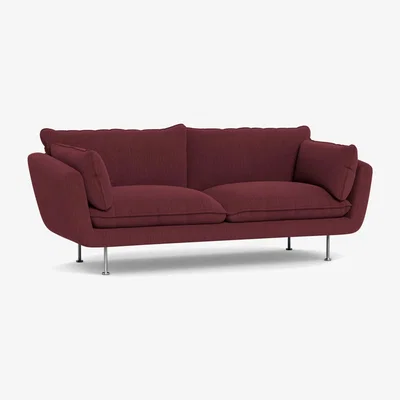 Heal's Heal's Allora 3 Seater Sofa Smart Linen Mix Maroon Black Feet - Heal's UK Furniture