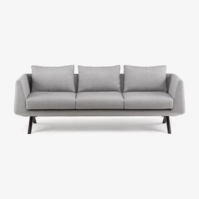 Heal's De La Espada Matthew Hilton Hepburn Sofa Black Oiled Walnut Grey Canvas 124 - Heal's UK Furniture