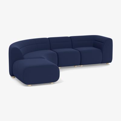 Heal's Heal's Lilli Left Hand Facing Curved Corner Sofa Melton Wool New Navy Natural Ash Feet - Heal's UK Furniture