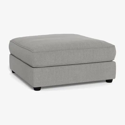 Heal's Heal's Tailor Footstool Texture Pale Grey Black Feet - Heal's UK Furniture