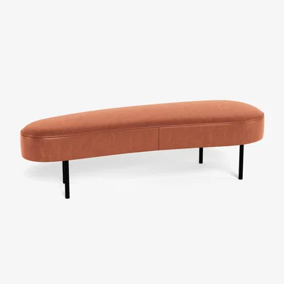Heal's Heal's Isola Large Ottoman Leather Stonewash Light Brown 274 Bronze Feet - Heal's UK Furniture