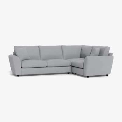 Heal's Heal's Snooze Right Hand Facing Corner Sofa Brushed Cotton Pewter Black Feet - Heal's UK Furniture