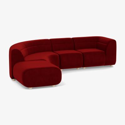 Heal's Heal's Lilli Left Hand Facing Curved Corner Sofa Smart Luxe Velvet Mulberry Natural Ash Feet - Heal's UK Furniture