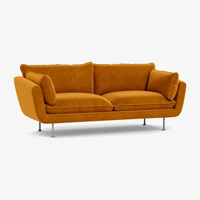 Heal's Heal's Allora 3 Seater Sofa Smart Luxe Velvet Cognac Brass Feet - Heal's UK Furniture
