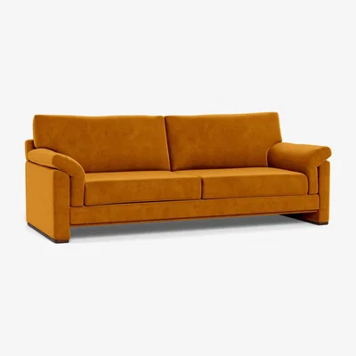 Heal's Heal's Paris II 4 Seater Sofa Smart Luxe Velvet Cognac Walnut Feet - Heal's UK Furniture